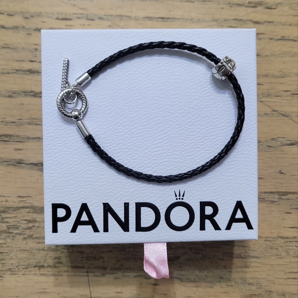 Pandora Moments Leather T-Bar Bracelet